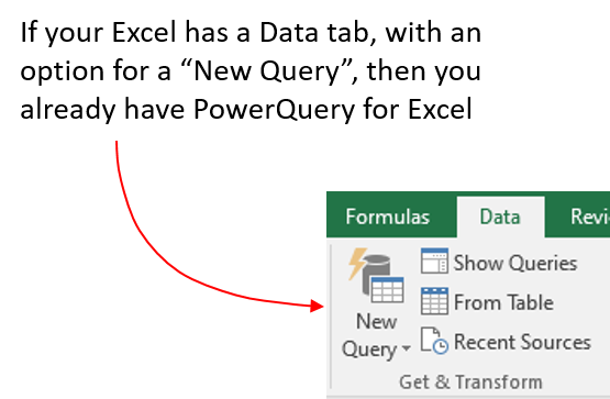 Test to see if you have Power Query plug in installed in Excel