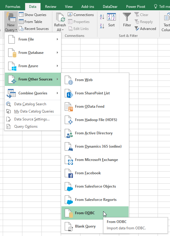Adding a new query in Power Query for Excel